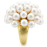 Gold Brass Ring with Synthetic  in White