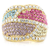Gold Brass Ring with Top Grade Crystal  in Multi Color