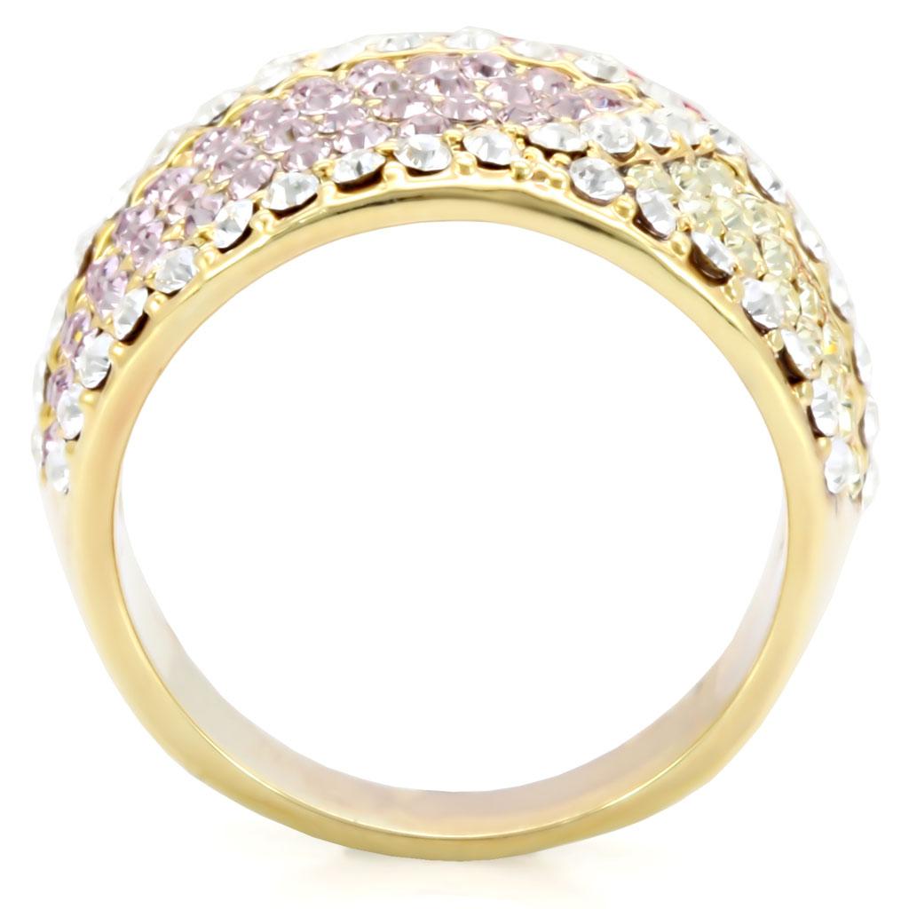 Gold Brass Ring with Top Grade Crystal  in Multi Color
