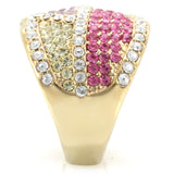 Gold Brass Ring with Top Grade Crystal  in Multi Color