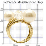 Gold Brass Ring with Synthetic Pearl in Citrine Yellow