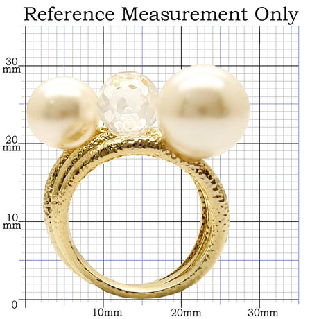 Gold Brass Ring with Synthetic Pearl in Citrine Yellow