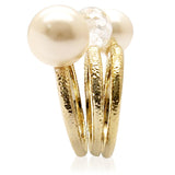 Gold Brass Ring with Synthetic Pearl in Citrine Yellow