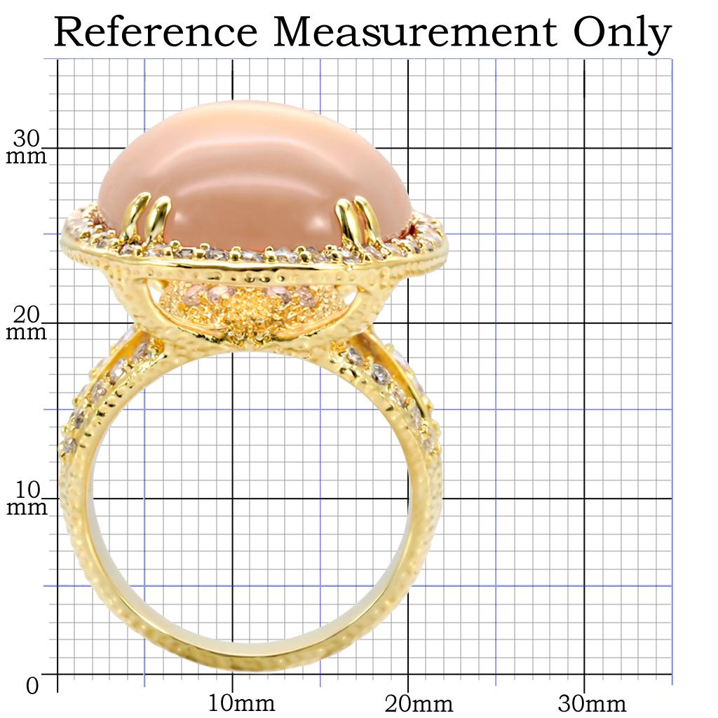 Gold Brass Ring with Synthetic Synthetic Glass in Champagne