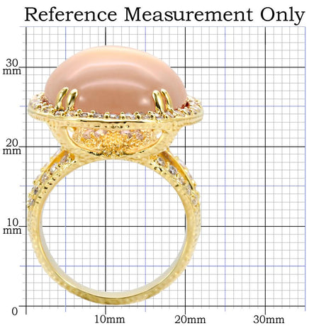 Gold Brass Ring with Synthetic Synthetic Glass in Champagne