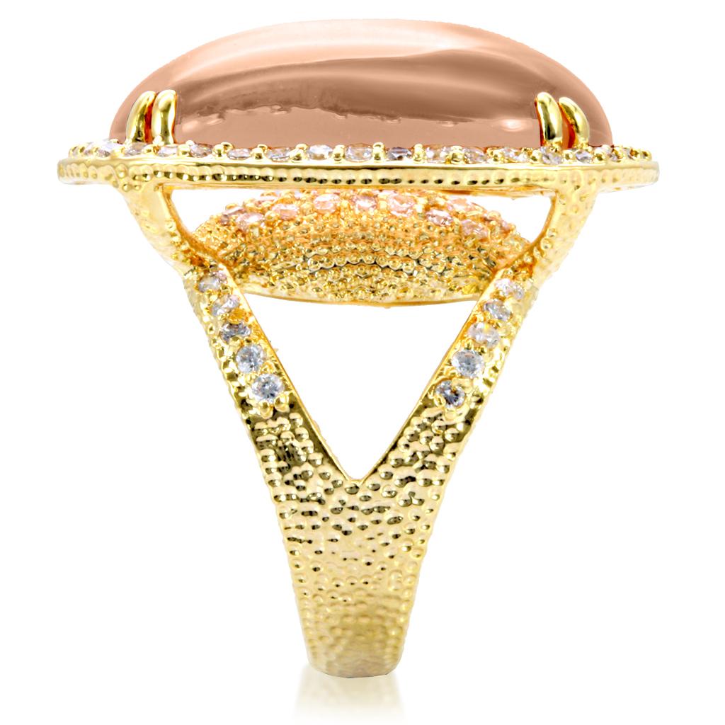 Gold Brass Ring with Synthetic Synthetic Glass in Champagne