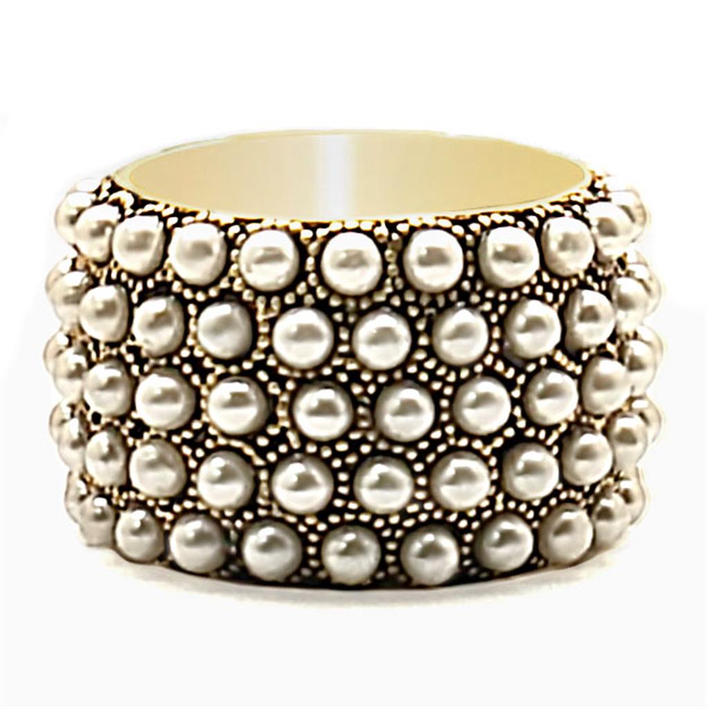 Gold Brass Ring with Synthetic Pearl in Citrine Yellow
