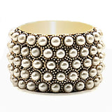Gold Brass Ring with Synthetic Pearl in Citrine Yellow