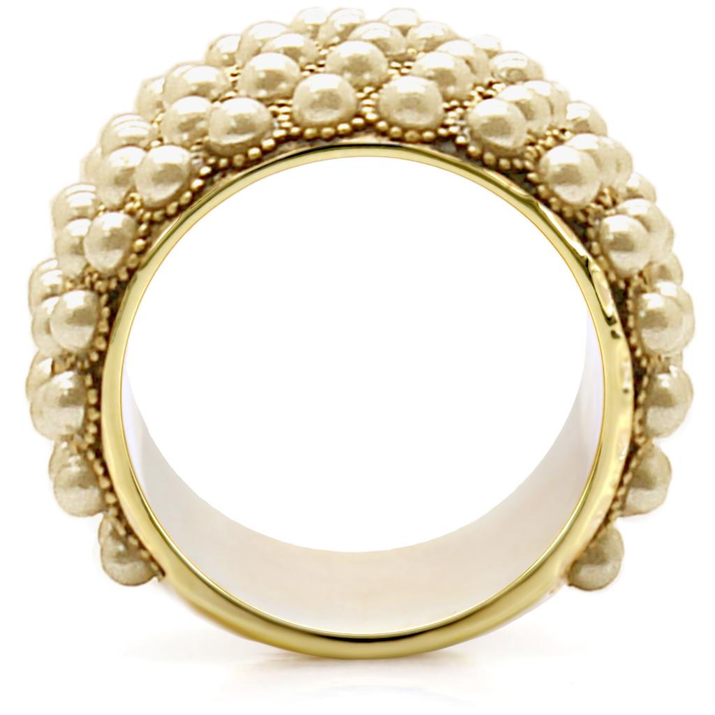 Gold Brass Ring with Synthetic Pearl in Citrine Yellow