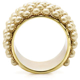 Gold Brass Ring with Synthetic Pearl in Citrine Yellow