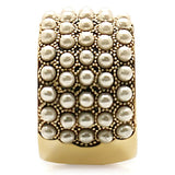 Gold Brass Ring with Synthetic Pearl in Citrine Yellow