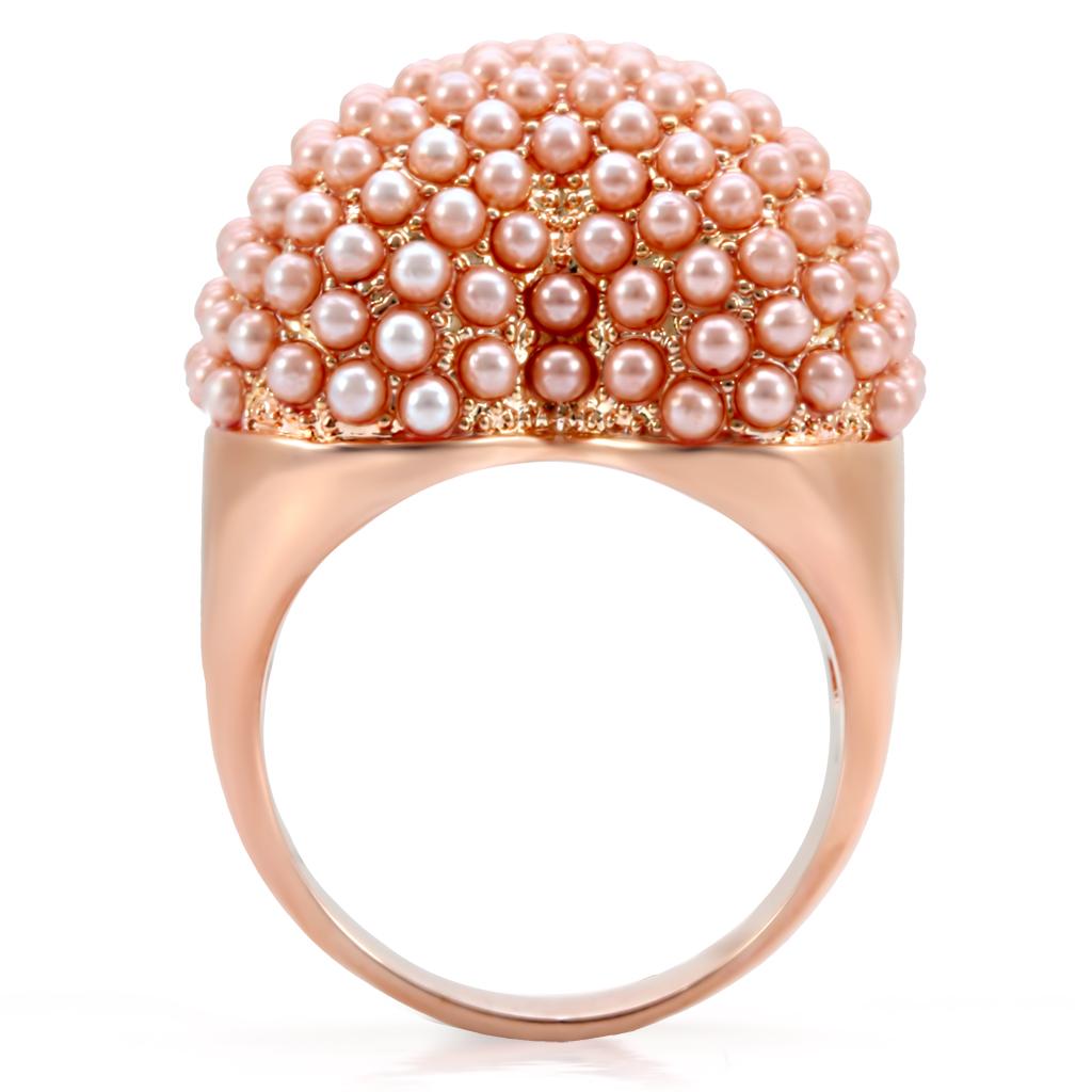 Rose Gold Brass Ring with Synthetic Pearl in Rose