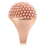 Rose Gold Brass Ring with Synthetic Pearl in Rose