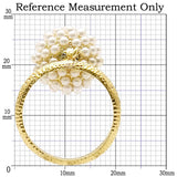 Gold Brass Ring with Synthetic Pearl in Citrine Yellow