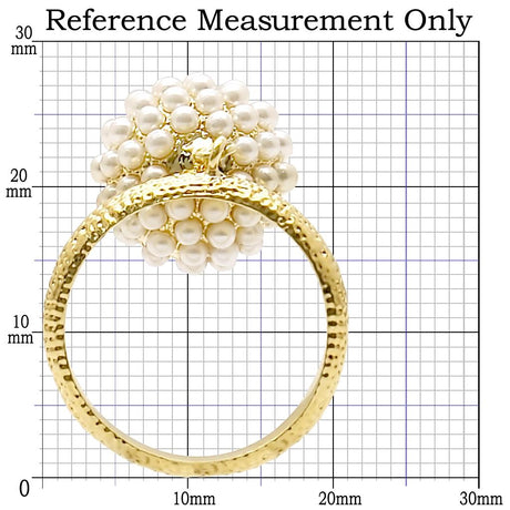 Gold Brass Ring with Synthetic Pearl in Citrine Yellow
