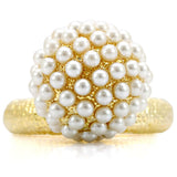 Gold Brass Ring with Synthetic Pearl in Citrine Yellow