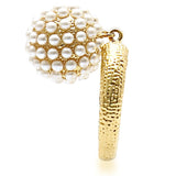 Gold Brass Ring with Synthetic Pearl in Citrine Yellow