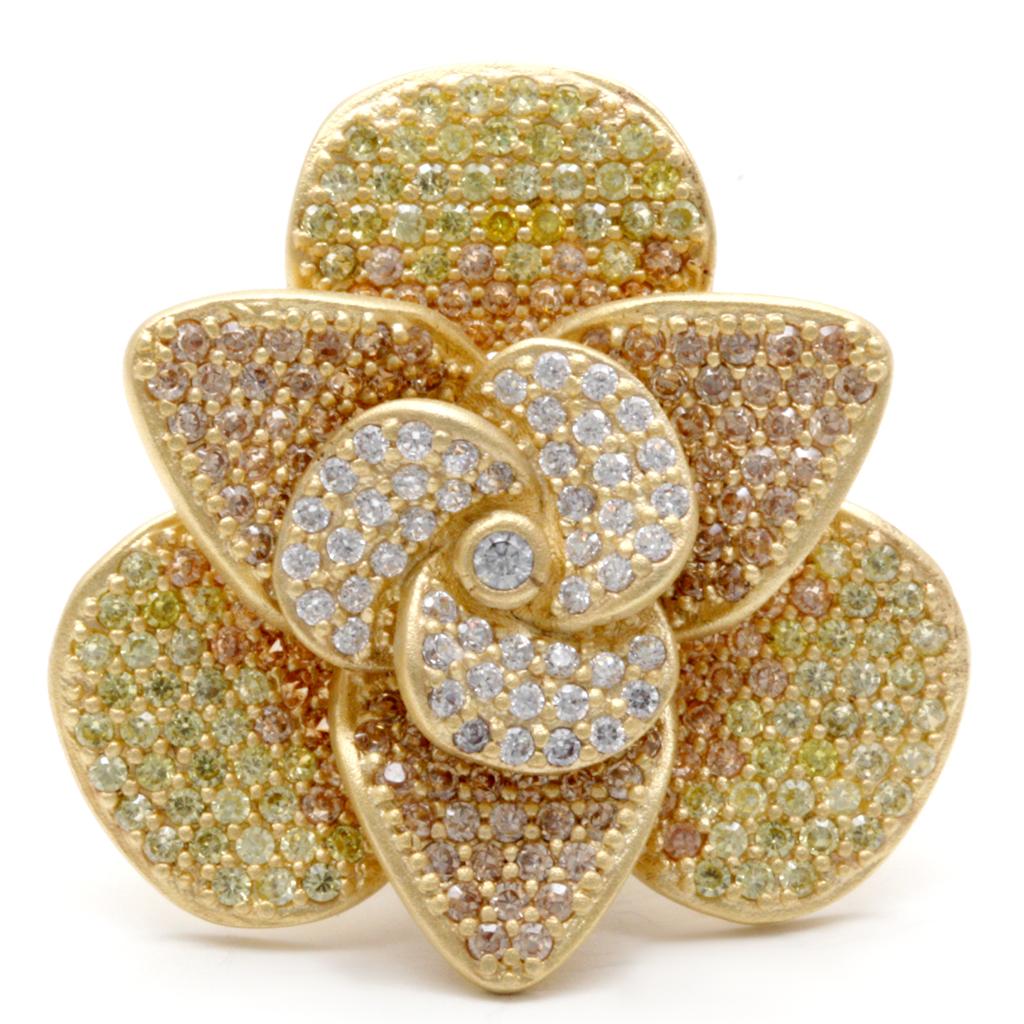 Matte Gold Brass Ring with AAA Grade CZ  in Multi Color