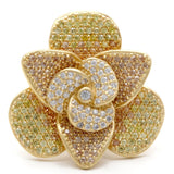 Matte Gold Brass Ring with AAA Grade CZ  in Multi Color