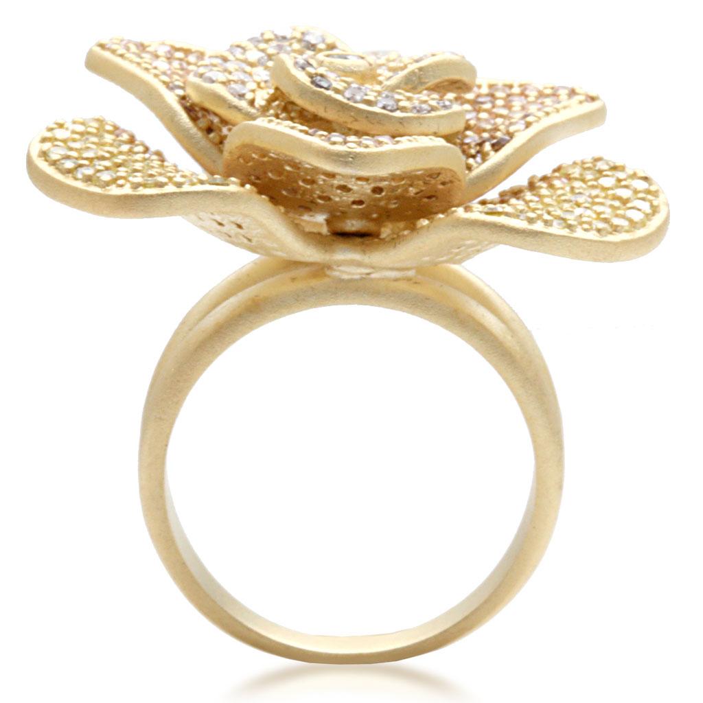 Matte Gold Brass Ring with AAA Grade CZ  in Multi Color