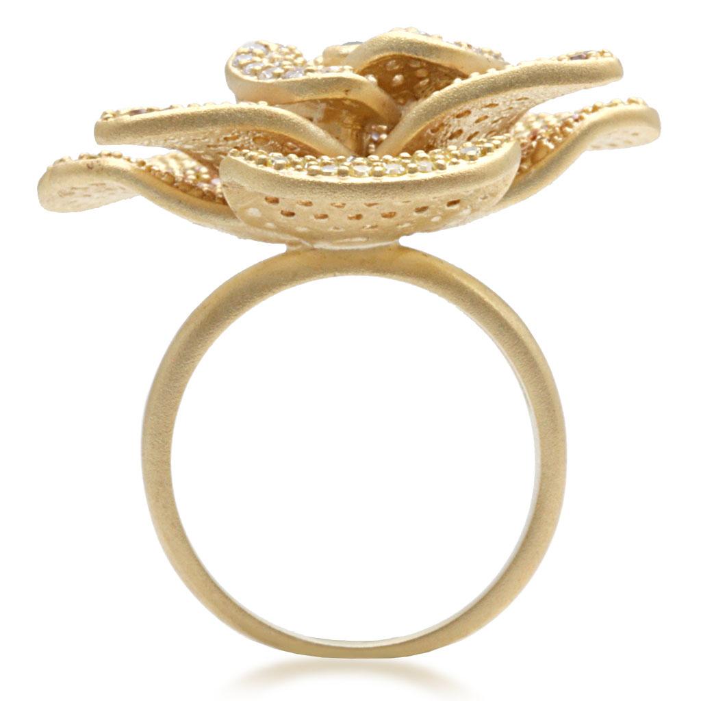 Matte Gold Brass Ring with AAA Grade CZ  in Multi Color