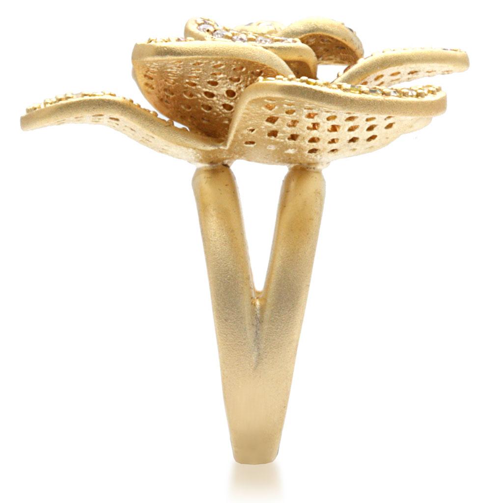Matte Gold Brass Ring with AAA Grade CZ  in Multi Color