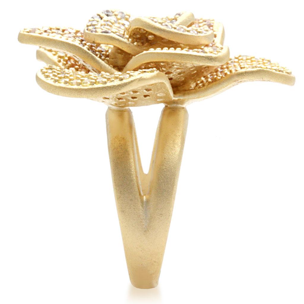 Matte Gold Brass Ring with AAA Grade CZ  in Multi Color