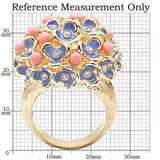 Gold Brass Ring with Semi-Precious Coral in Rose