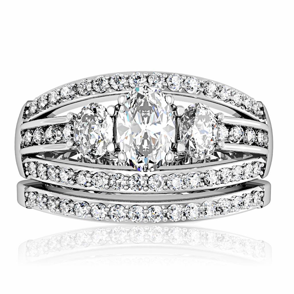 Rhodium Brass Ring with AAA Grade CZ  in Clear