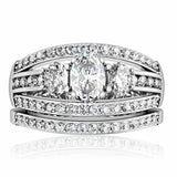 Rhodium Brass Ring with AAA Grade CZ  in Clear