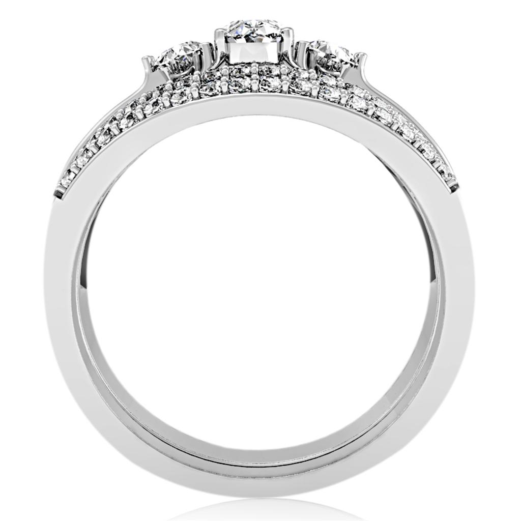 Rhodium Brass Ring with AAA Grade CZ  in Clear