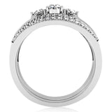 Rhodium Brass Ring with AAA Grade CZ  in Clear