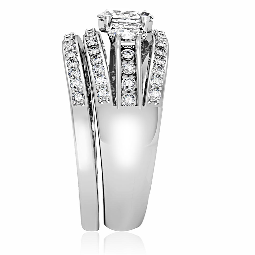 Rhodium Brass Ring with AAA Grade CZ  in Clear
