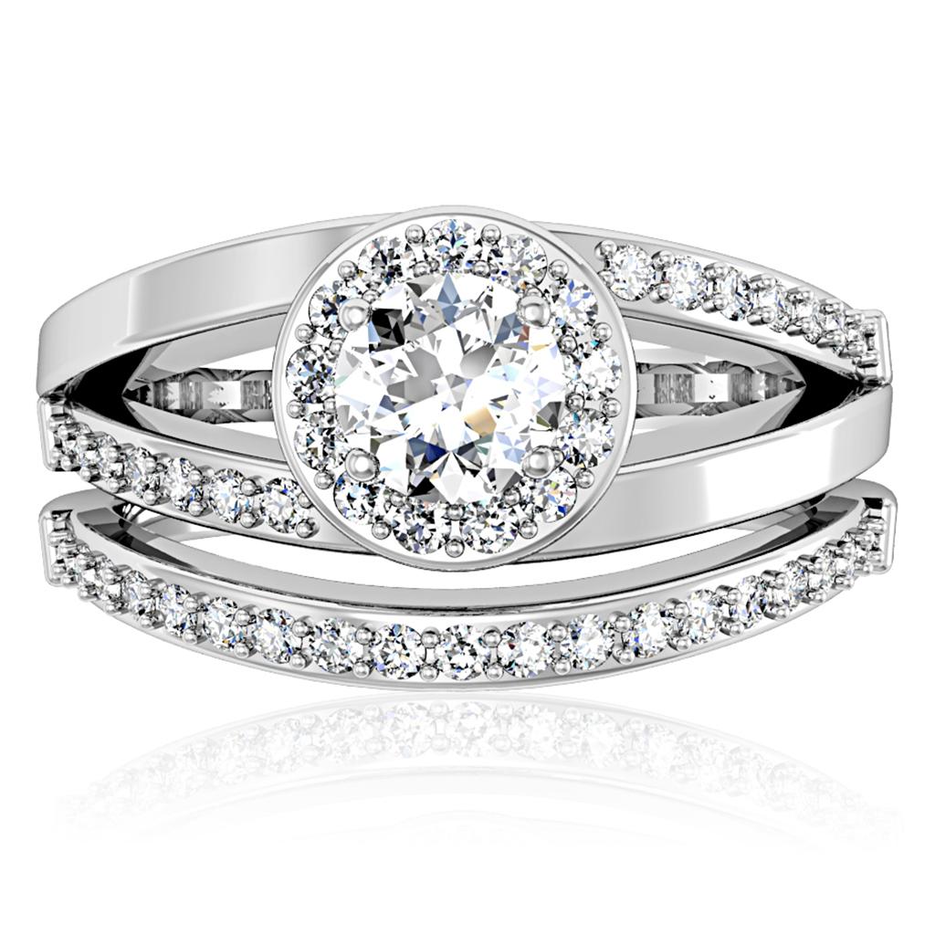 Rhodium Brass Ring with AAA Grade CZ  in Clear