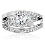 Rhodium Brass Ring with AAA Grade CZ  in Clear