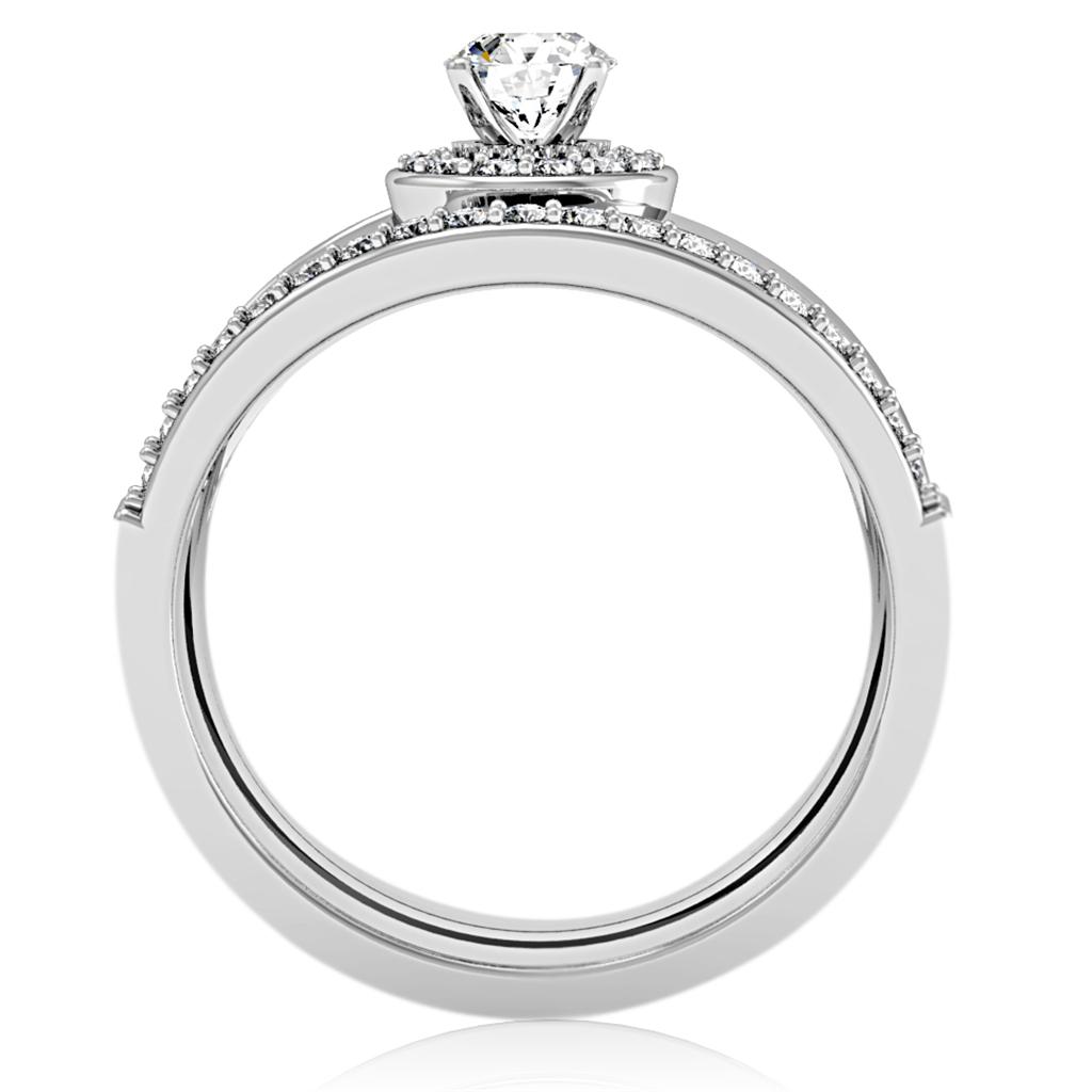 Rhodium Brass Ring with AAA Grade CZ  in Clear