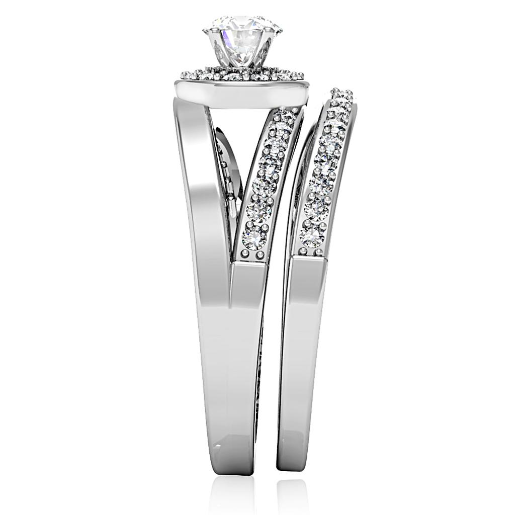 Rhodium Brass Ring with AAA Grade CZ  in Clear