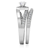 Rhodium Brass Ring with AAA Grade CZ  in Clear
