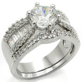 Rhodium Brass Ring with AAA Grade CZ  in Clear