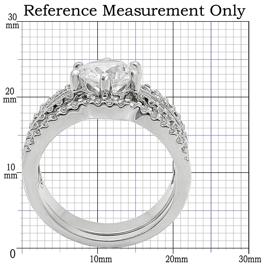 Rhodium Brass Ring with AAA Grade CZ  in Clear