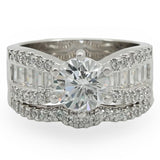 Rhodium Brass Ring with AAA Grade CZ  in Clear