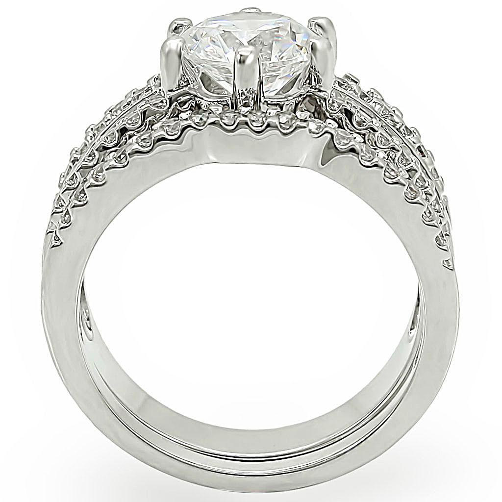 Rhodium Brass Ring with AAA Grade CZ  in Clear