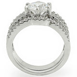 Rhodium Brass Ring with AAA Grade CZ  in Clear