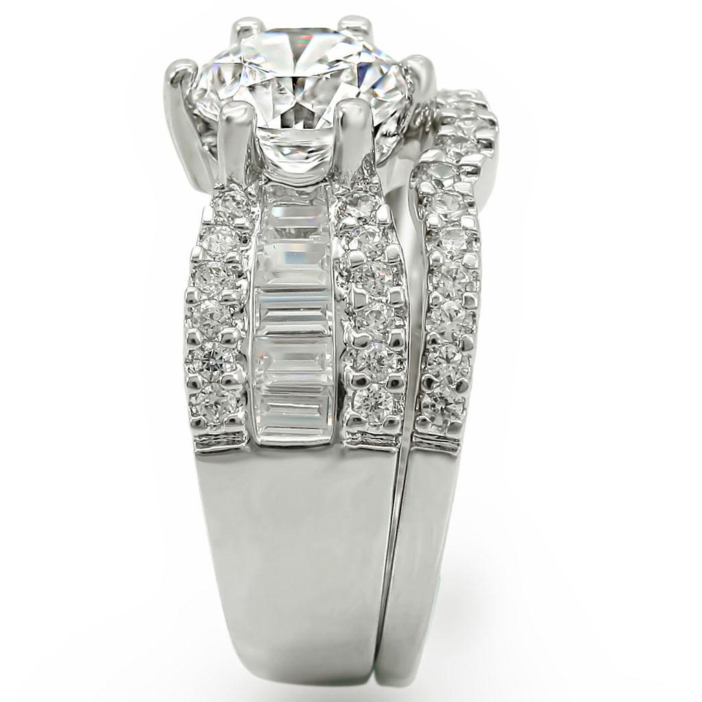 Rhodium Brass Ring with AAA Grade CZ  in Clear