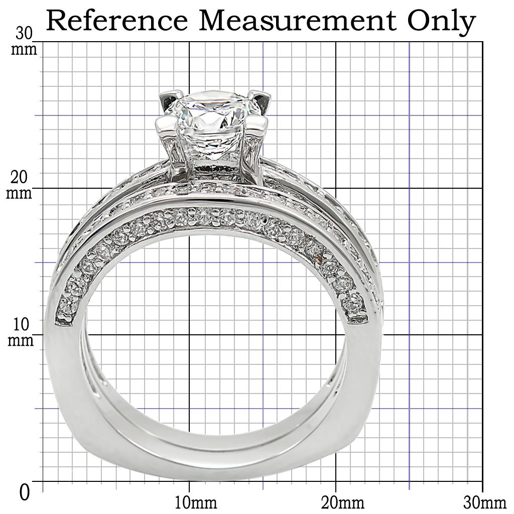 Rhodium Brass Ring with AAA Grade CZ  in Clear