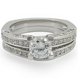 Rhodium Brass Ring with AAA Grade CZ  in Clear