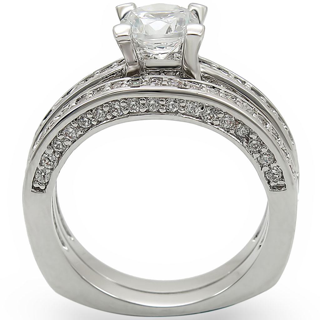 Rhodium Brass Ring with AAA Grade CZ  in Clear