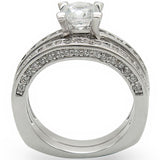 Rhodium Brass Ring with AAA Grade CZ  in Clear