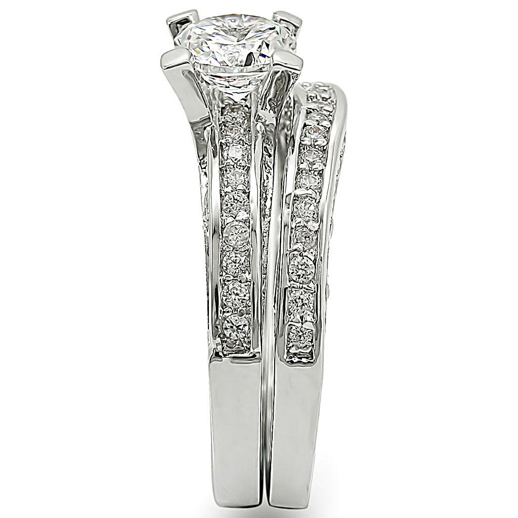 Rhodium Brass Ring with AAA Grade CZ  in Clear