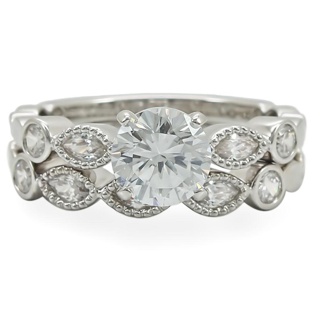 Rhodium Brass Ring with AAA Grade CZ  in Clear
